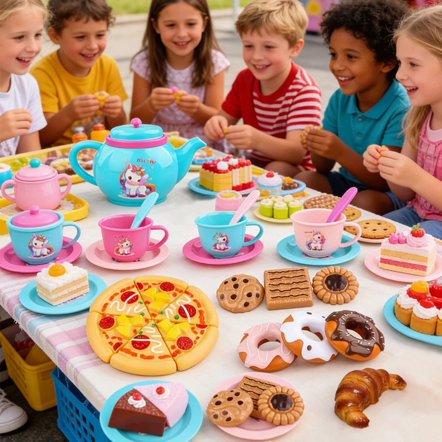Girls' 25-Piece Afternoon Tea & Dessert Pretend Play Toy Set Kids Pretend Play Set Richie's