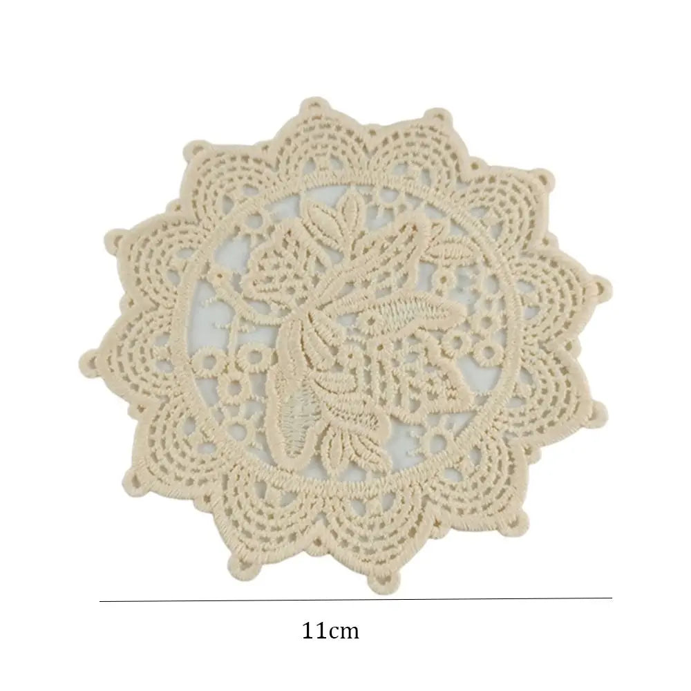 Lace Embroidered Round Coaster – Retro Vintage Cloth Dining Mat Embroidered Coaster Richie's