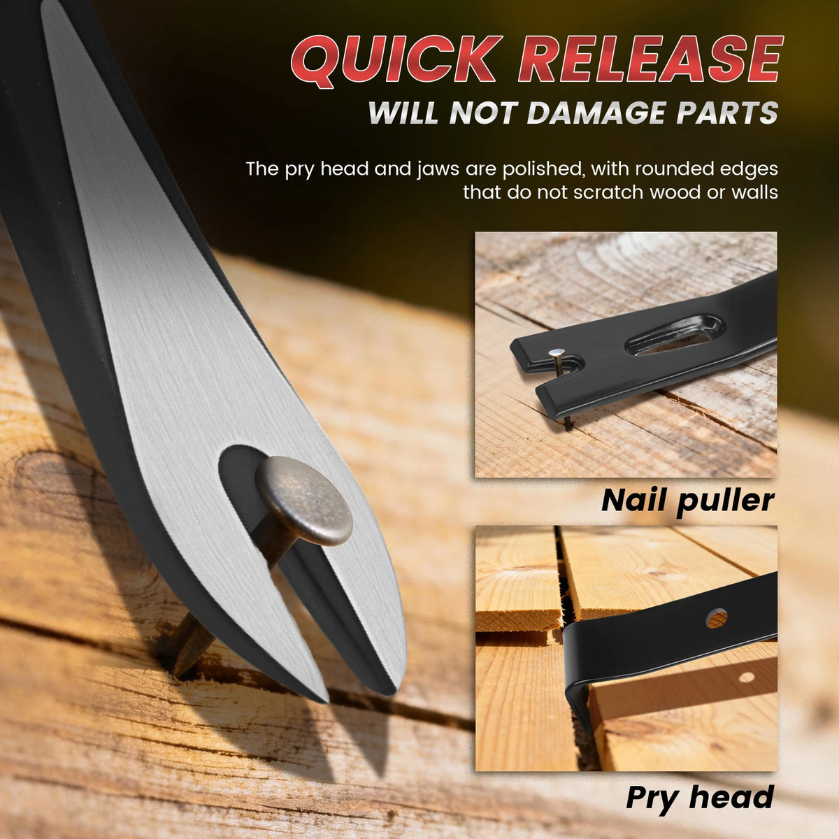 6-Piece Pry Bar & Nail Puller Set with Hammer & Pliers Pry Bar Tool Set Richie's