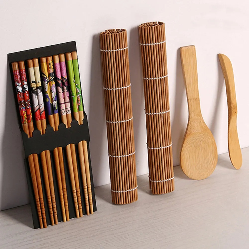 Wooden Sushi Making Kit – Rolling Mats, Paddle & Chopsticks Sushi Making Kit Richie's