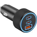 67W 3-Port Car Charger Dual USB-C PD & USB-A Fast Charging Car Charger Adapter Richie's Black