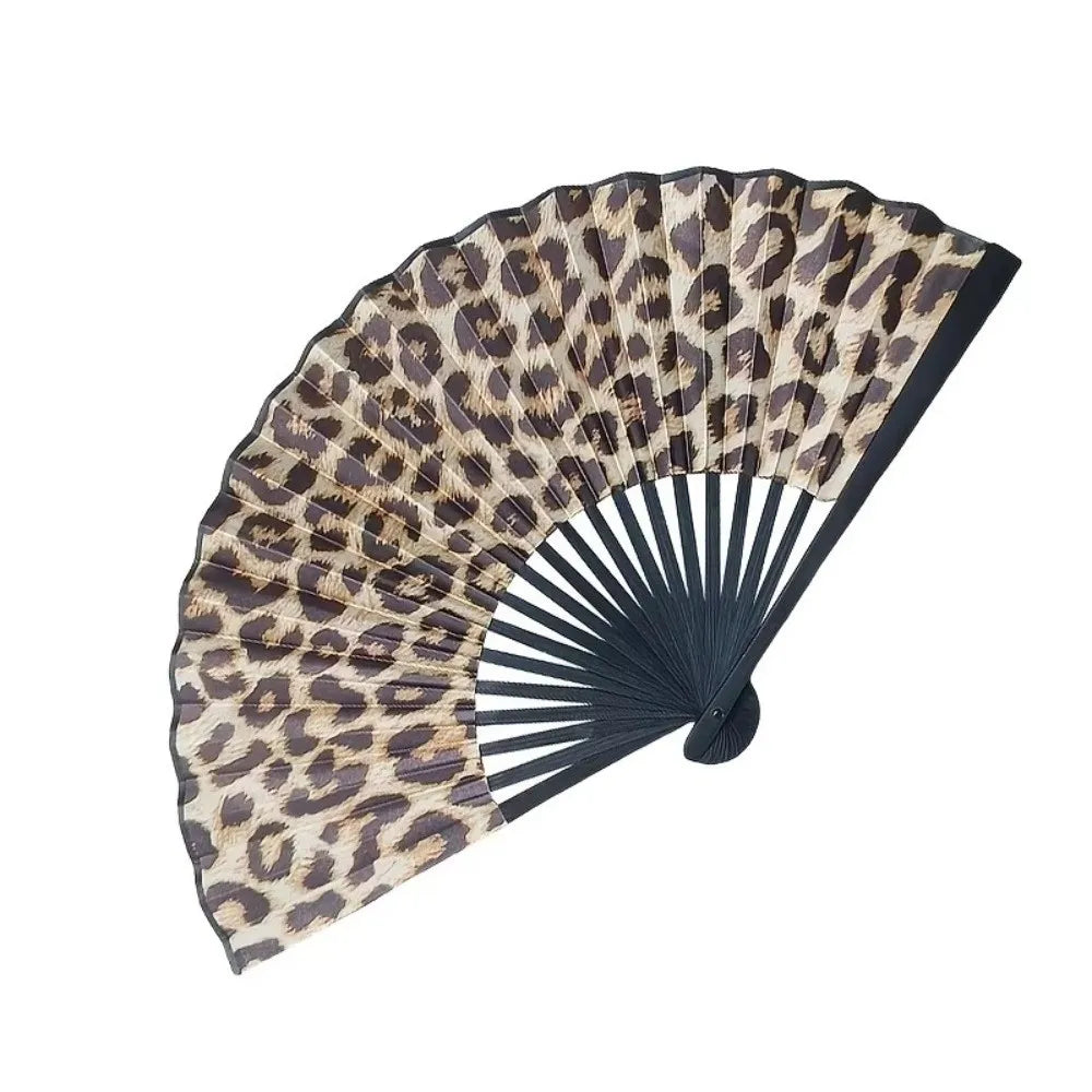 Leopard Print Folding Fan – Elegant Silk Dance Fan for Women Folding Hand Fan Richie's