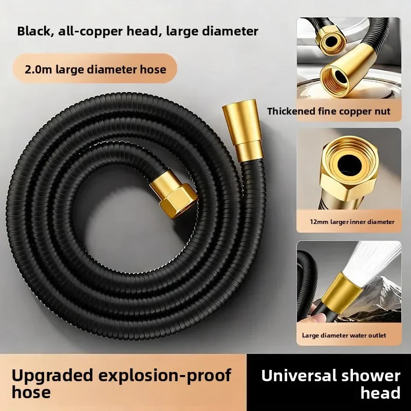 Universal Stainless Steel Shower Hose for Water Heaters | Burst-Proof Shower Hose Richie's 2 m black