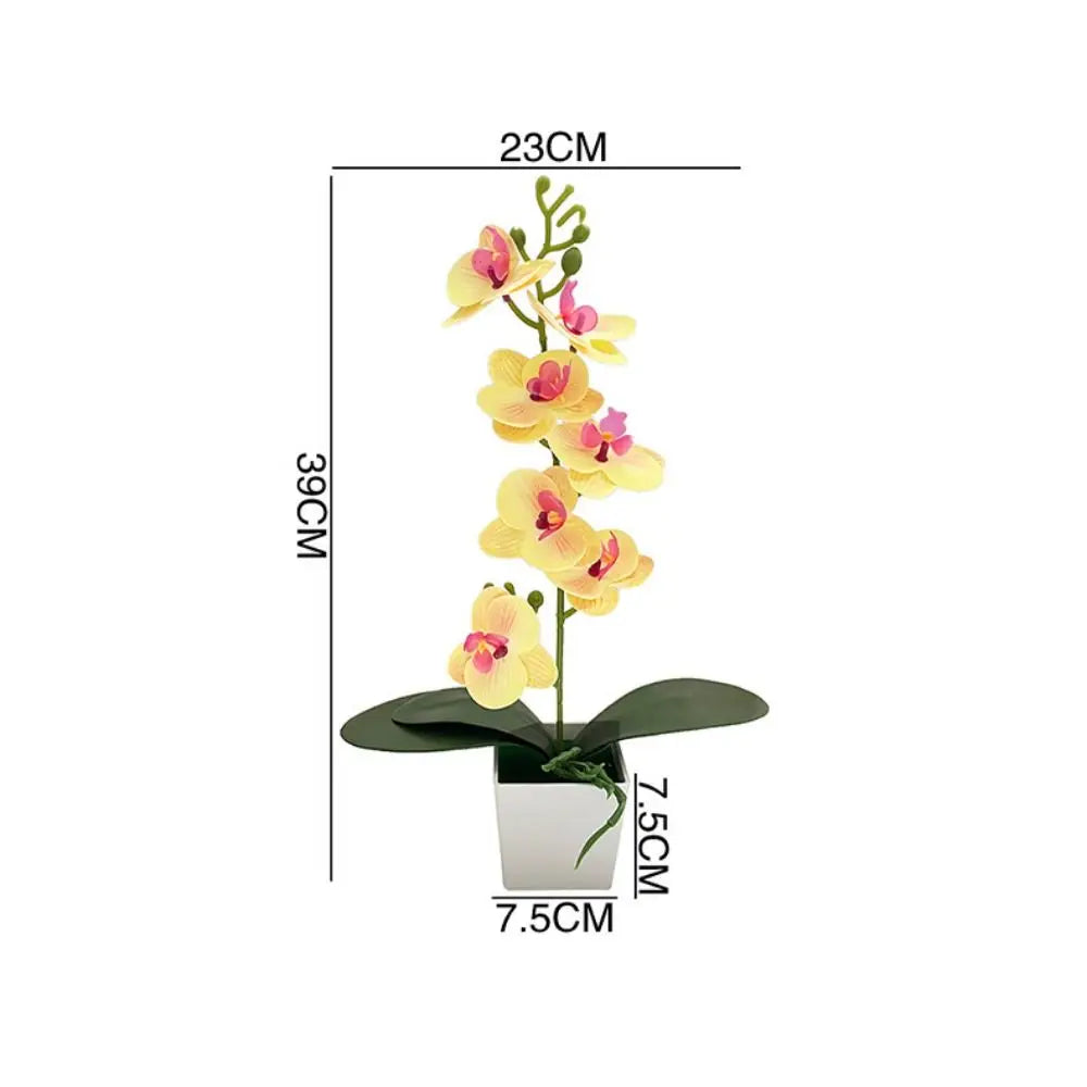 Artificial Pink Orchid Potted Plant – 7 Blooms, White Pot Artificial Potted Plant Richie's