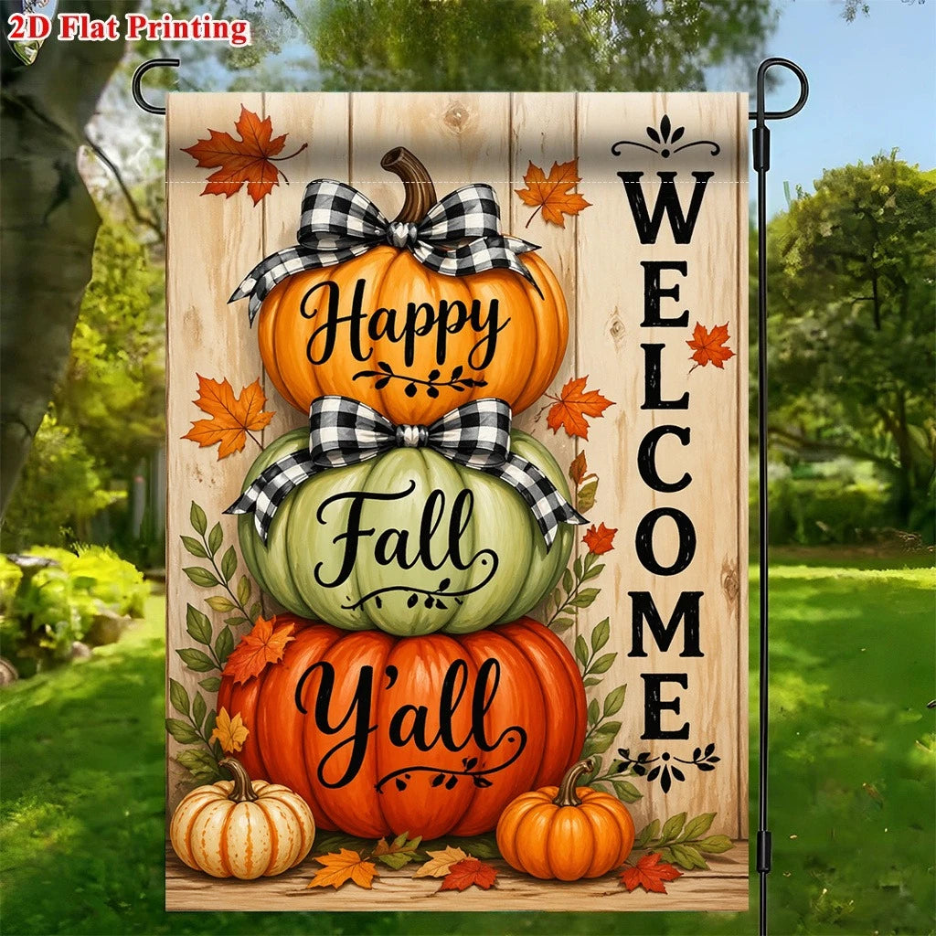 Welcome Fall Pumpkins Garden Flag – Double-Sided Outdoor Garden Flag Richie's