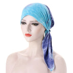 Women's Printed Pre-Tied Turban Cap Hijab Headscarf Bandana Turban Headscarf Cap Richie's Lake blue Navy blue