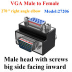 DB9 VGA 90° Right Angle Adapter – 9/15 Pin Male to Female VGA Adapter Connector Richie's VGA15 M-F 270 27206