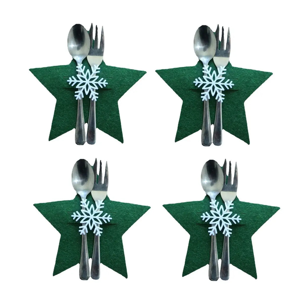 Christmas Cutlery Holder Bags | Festive Non-Woven Fabric 4 Pcs