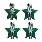 Christmas Cutlery Holder Bags | Festive Non-Woven Fabric 4 Pcs
