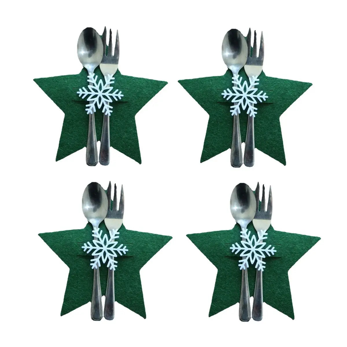 Christmas Cutlery Holder Bags | Festive Non-Woven Fabric 4 Pcs
