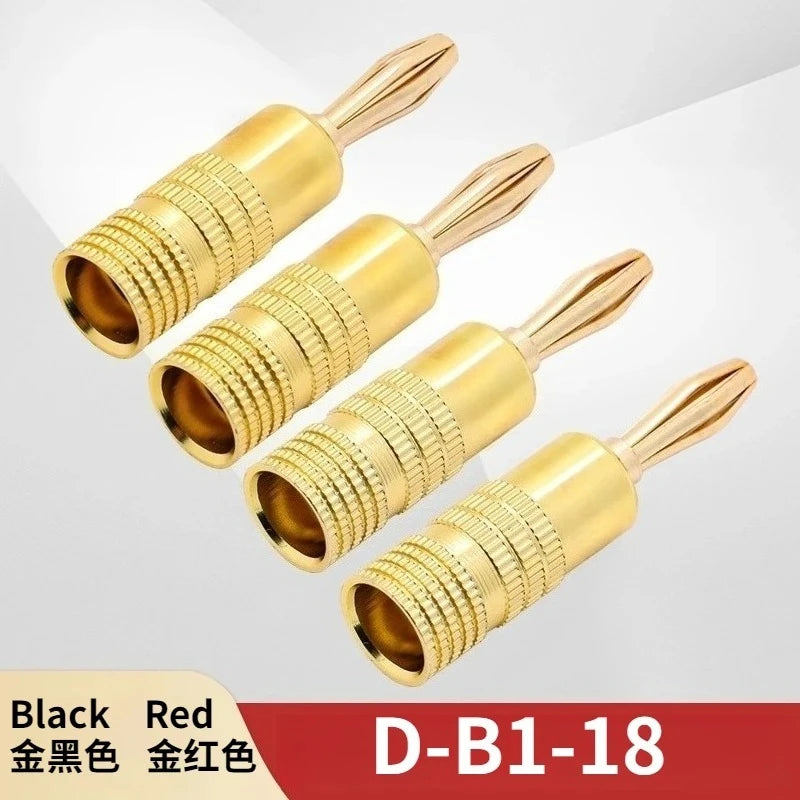 Gold-Plated Brass 4mm Banana Plugs Solderless Speaker Connectors Speaker Banana Plugs Richie's D-B1-18 2 pair