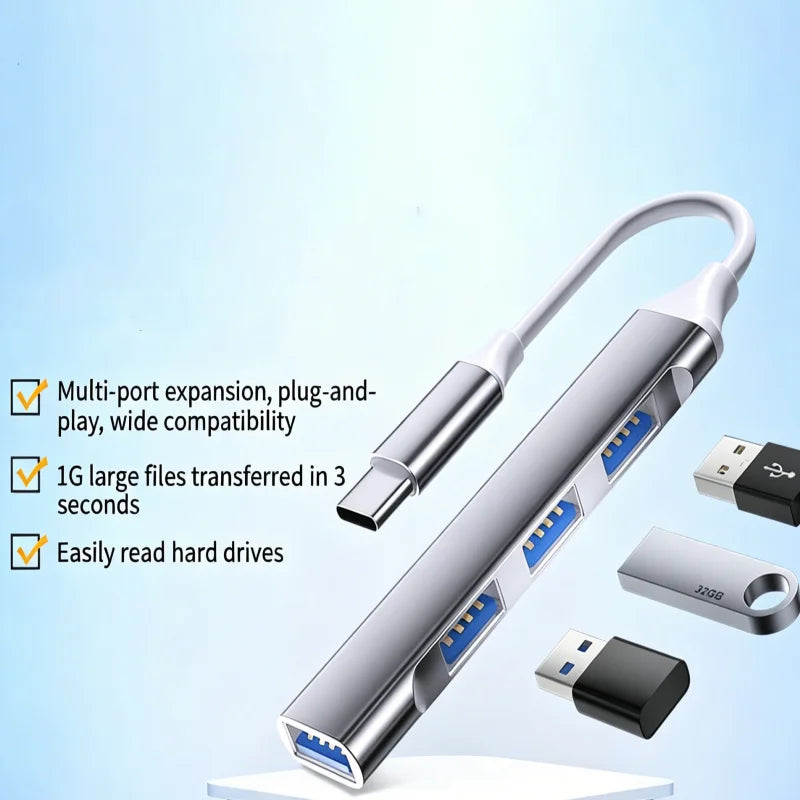 FUCHU 4-in-1 USB 2.0 Hub – USB-C & USB-A, 4 Ports USB Hub Richie's