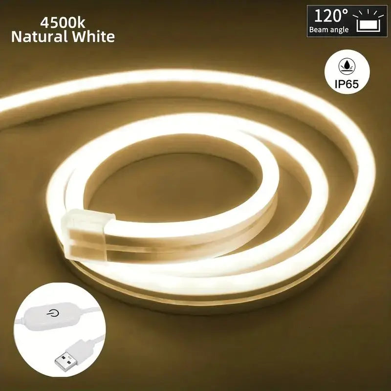 USB LED Strip Light IP65 Waterproof COB 5V Warm White Neon Tape LED Strip Light Richie's Warm White USB 5M