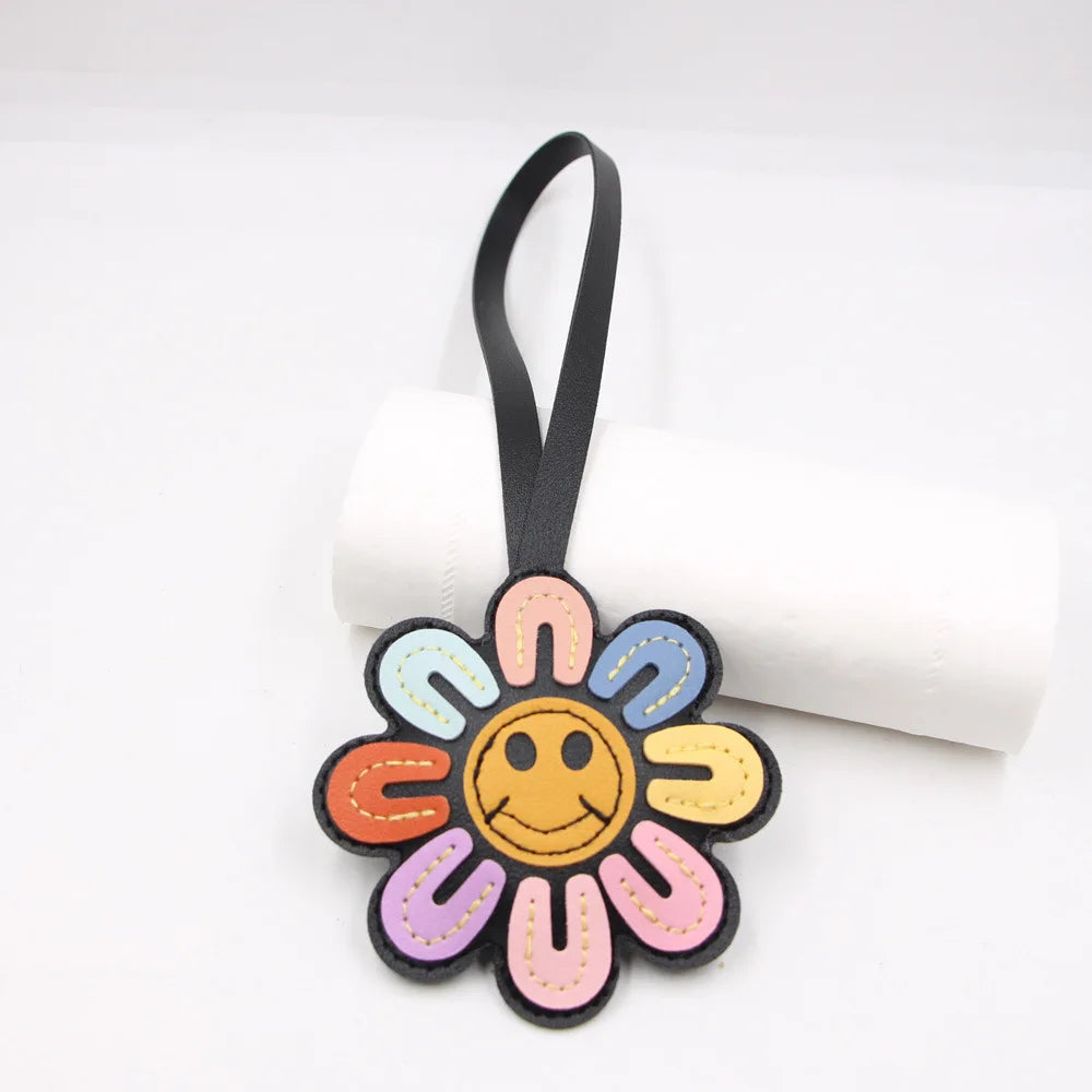 Sunflower Faux Leather Keychain – Bag Charm & Car Accessory Keychain Bag Charm Richie's Colorful 1pc