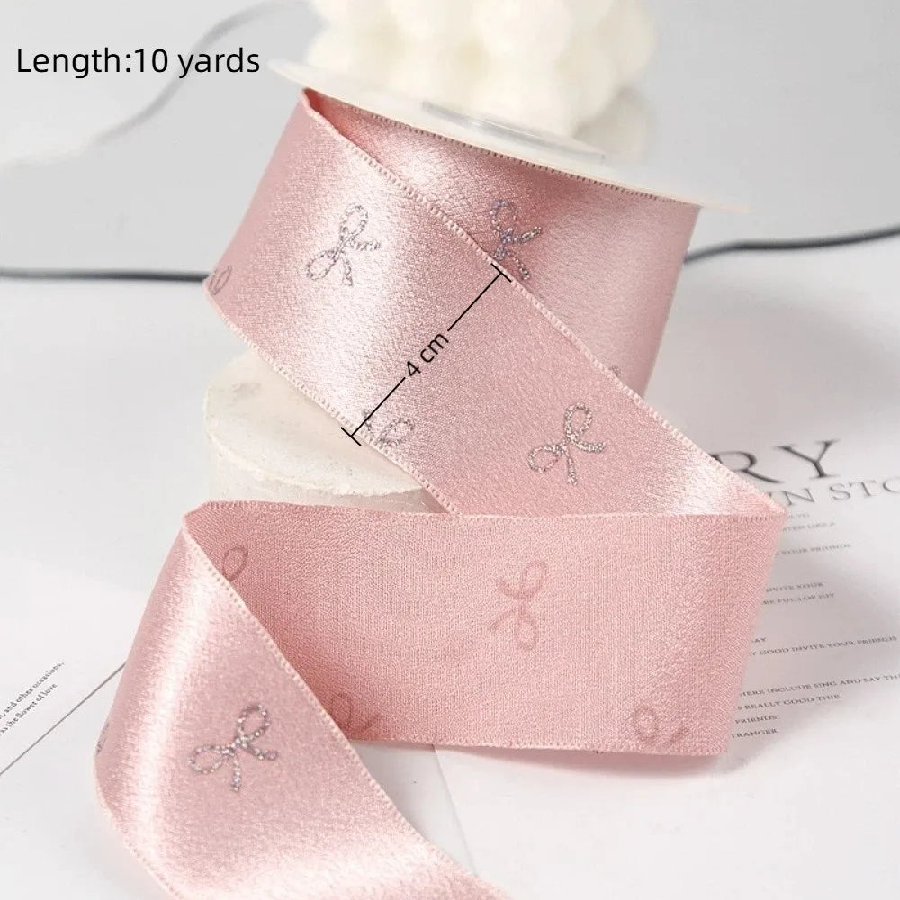 Silver Foil Bow Print Ribbon 40mm 10 Yards – Gift Wrapping Craft Ribbon Richie's
