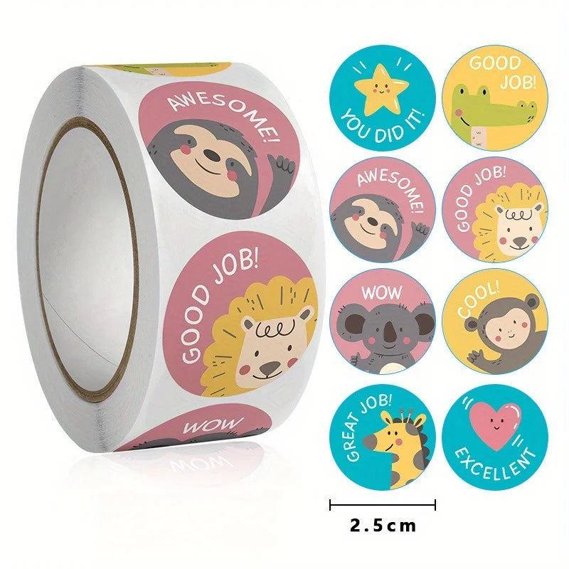 500pcs Cute Animal Stickers Roll – Craft & Gift Packaging Decorative Sticker Roll Richie's
