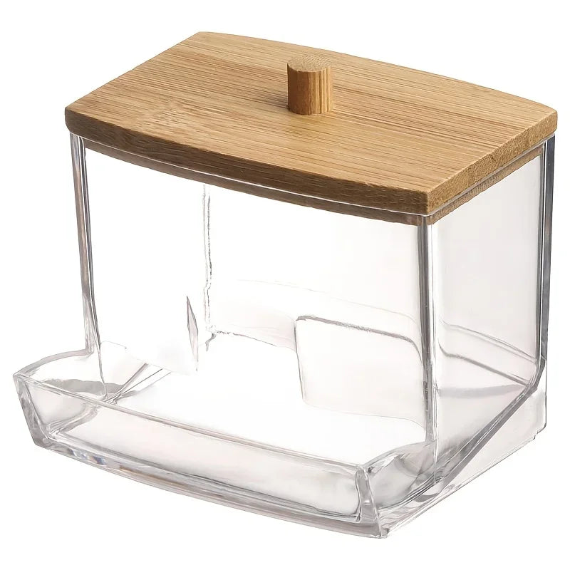Acrylic Dustproof Storage Jar with Wooden Lid | Desk & Bath Cosmetic Organizer Jar Richie's