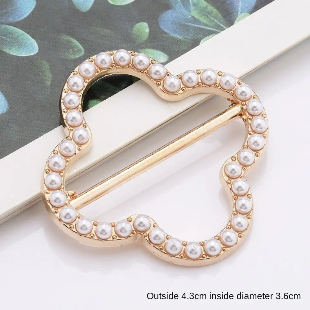 Pearl Rhinestone Scarf Ring Clip & Shirt Buckle for Women Scarf Ring Clip Richie's Gold-Style D