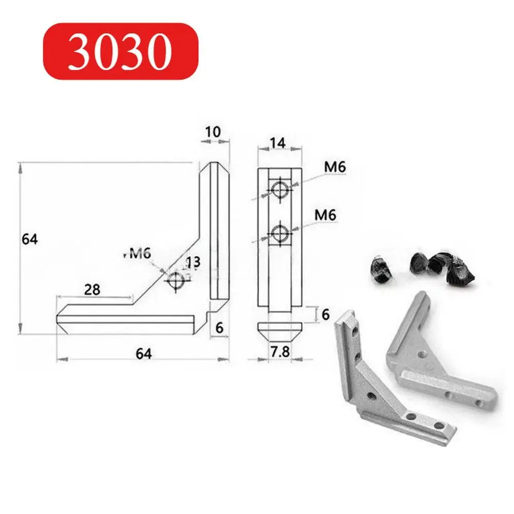 Aluminum Angle Slot Connector L Bracket 2020 3030 4040 Profile Corner Bracket Richie's
