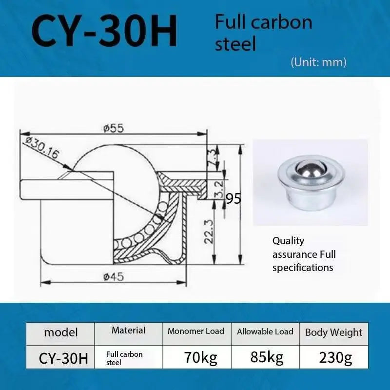 5pcs SUS304 Stainless Steel Ball Roller Universal Caster CY-H Ball Transfer Caster Richie's CY-30H Carbon Steel 5pcs
