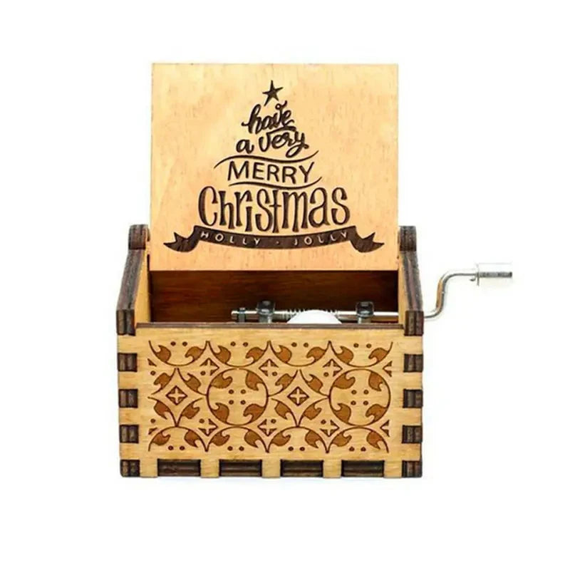 Wooden Hand Crank Music Box – Christmas Theme Holiday Gift Music Box Richie's 05