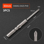 3-Pack S2 Steel 60mm Electric Screwdriver Bits | High Strength Screwdriver Bits Richie's A5
