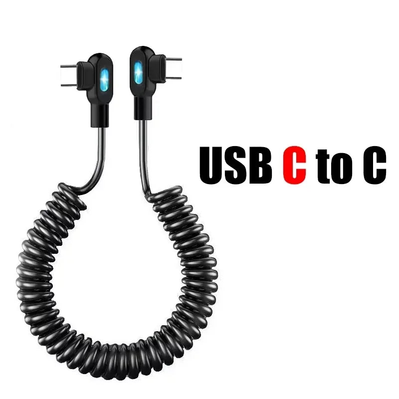 FUCHU Coiled USB-C Fast Charge Cable 6A 120W LED Indicator USB Charging Cable Richie's USB C to C 1.5m