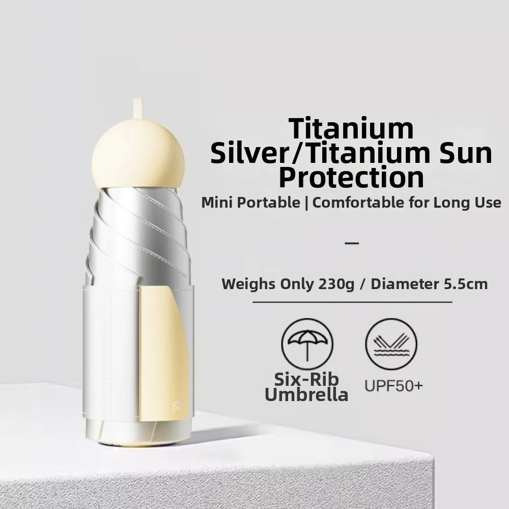 UV Protection Titanium Silver Folding Sun & Rain Umbrella Folding Sun Umbrella Richie's yellow 6K Aluminum