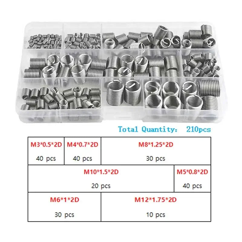 Stainless Steel Thread Repair Insert Set M3–M12 | 60–300 Pcs Thread Repair Insert Set Richie's 210pcs-box-7