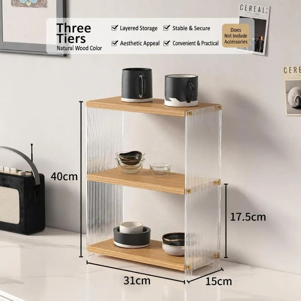 Acrylic Cup Storage Rack – Dust-Proof Tabletop Display Shelf Cup Storage Rack Richie's Type A-3 Layers