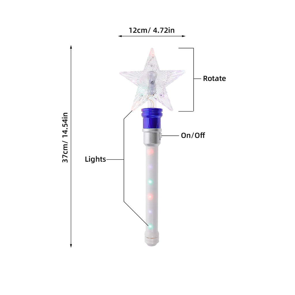 2-Pack LED Flashing Star Glow Wands – Light-Up Spinning Kids LED Glow Wand Richie's