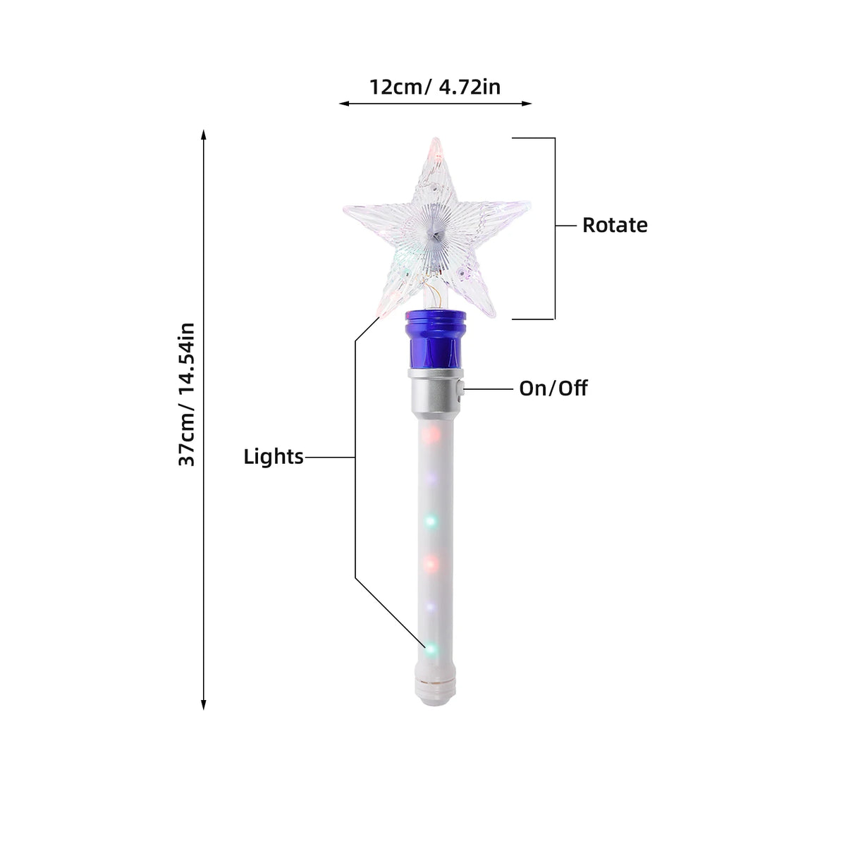 2-Pack LED Flashing Star Glow Wands – Light-Up Spinning Kids LED Glow Wand Richie's