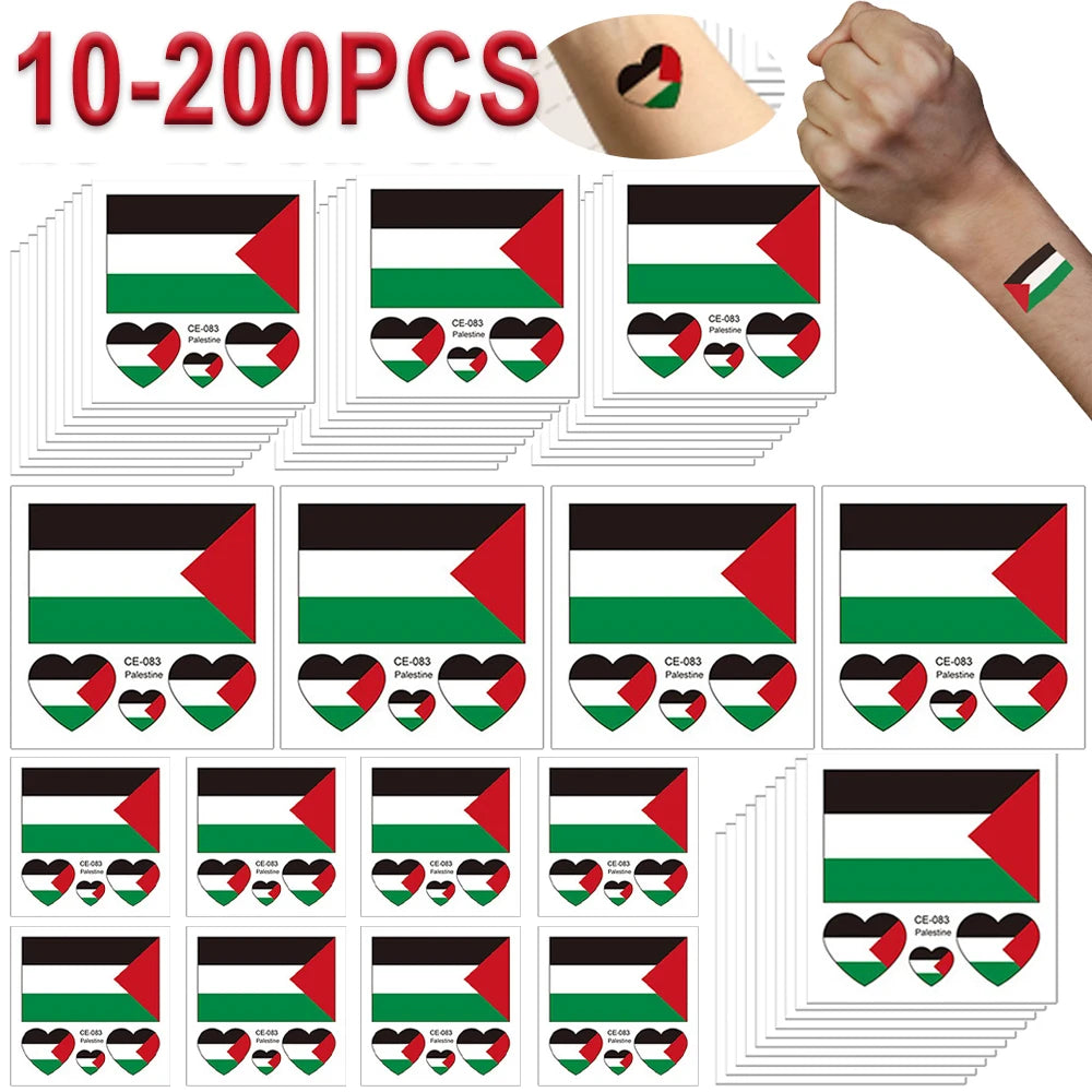Palestine Flag Temporary Tattoo Stickers – 10 Pc Water Transfer Temporary Tattoo Stickers Richie's
