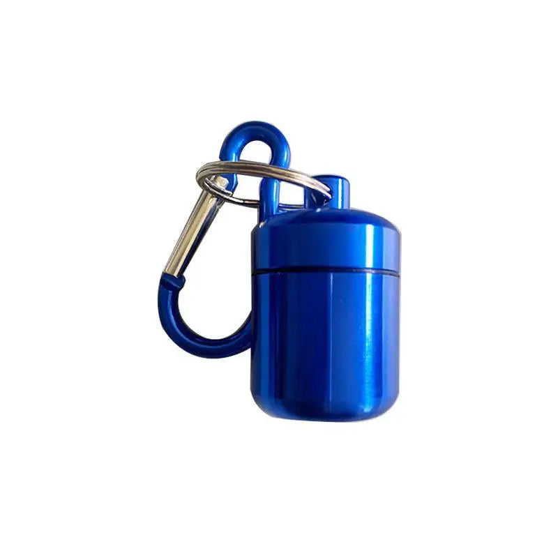 Waterproof Mini Pill Box Keychain – Aluminum Sealed Container Keychain Pill Box Richie's Dark blue