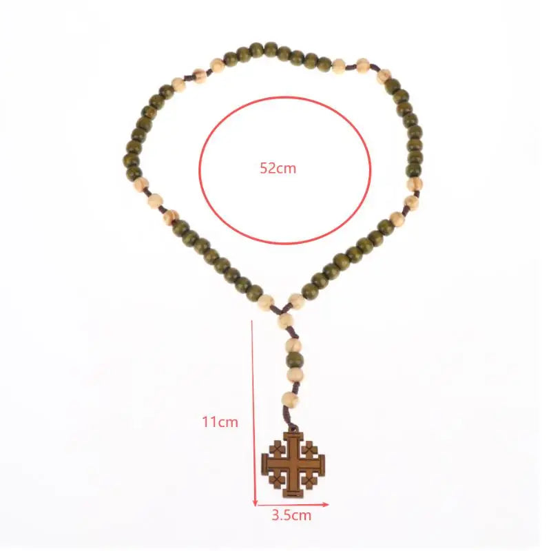 Wooden Cross Rosary Necklace Prayer Beads Religious Gift Rosary Necklace Richie's as pic