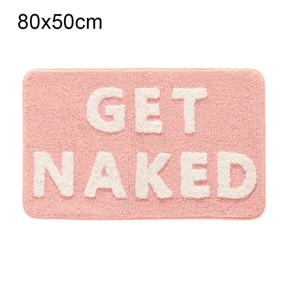 Funny Get Naked Bath Mat – Pink Non-Slip Plush Bathroom Rug Bath Mat Rug Richie's 80x50cm