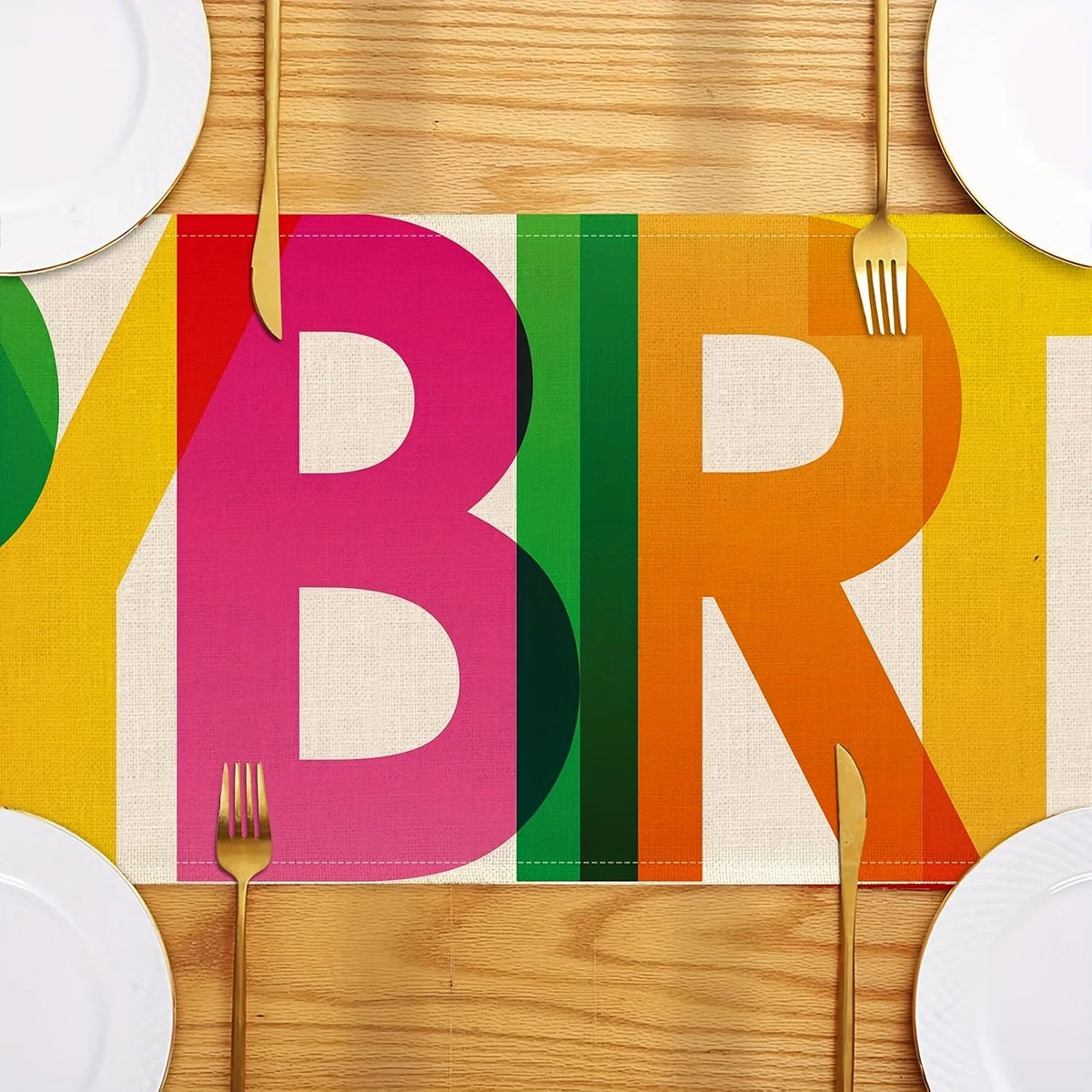 Happy Birthday Linen Table Runner – Colorful Party Decoration Table Runner Richie's