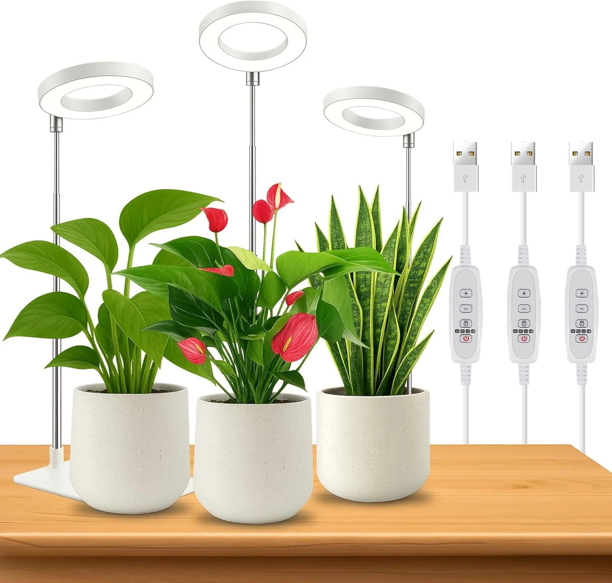 USB Full Spectrum LED Grow Light Bulb – Timer & Dimmable 5V LED Grow Light Richie's 3PCS USB