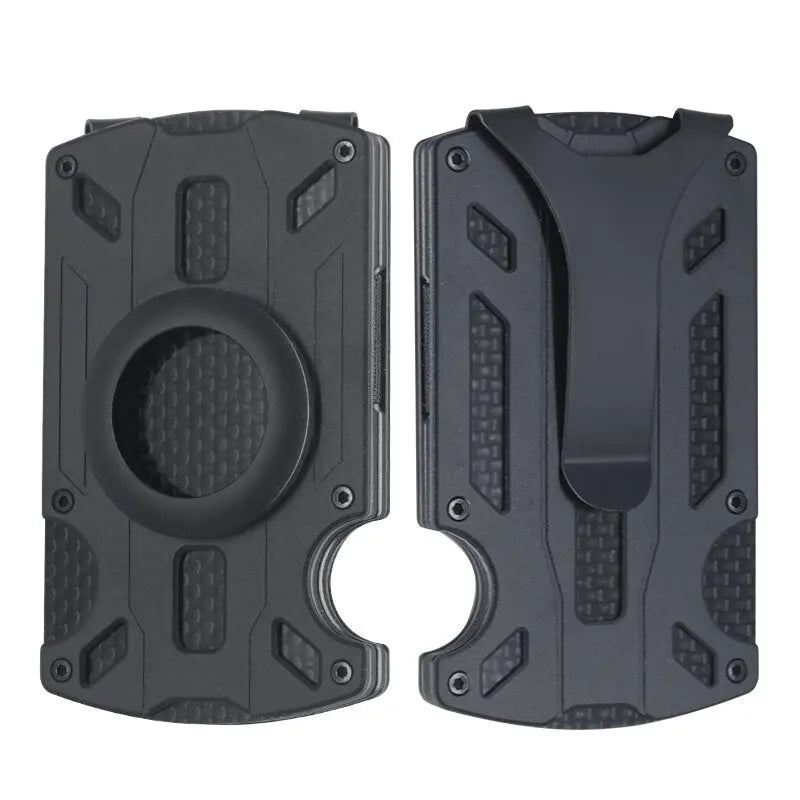 Zeeker Slim Metal RFID Wallet – Carbon Fiber Money Clip Metal Card Wallet Richie's Black air tag