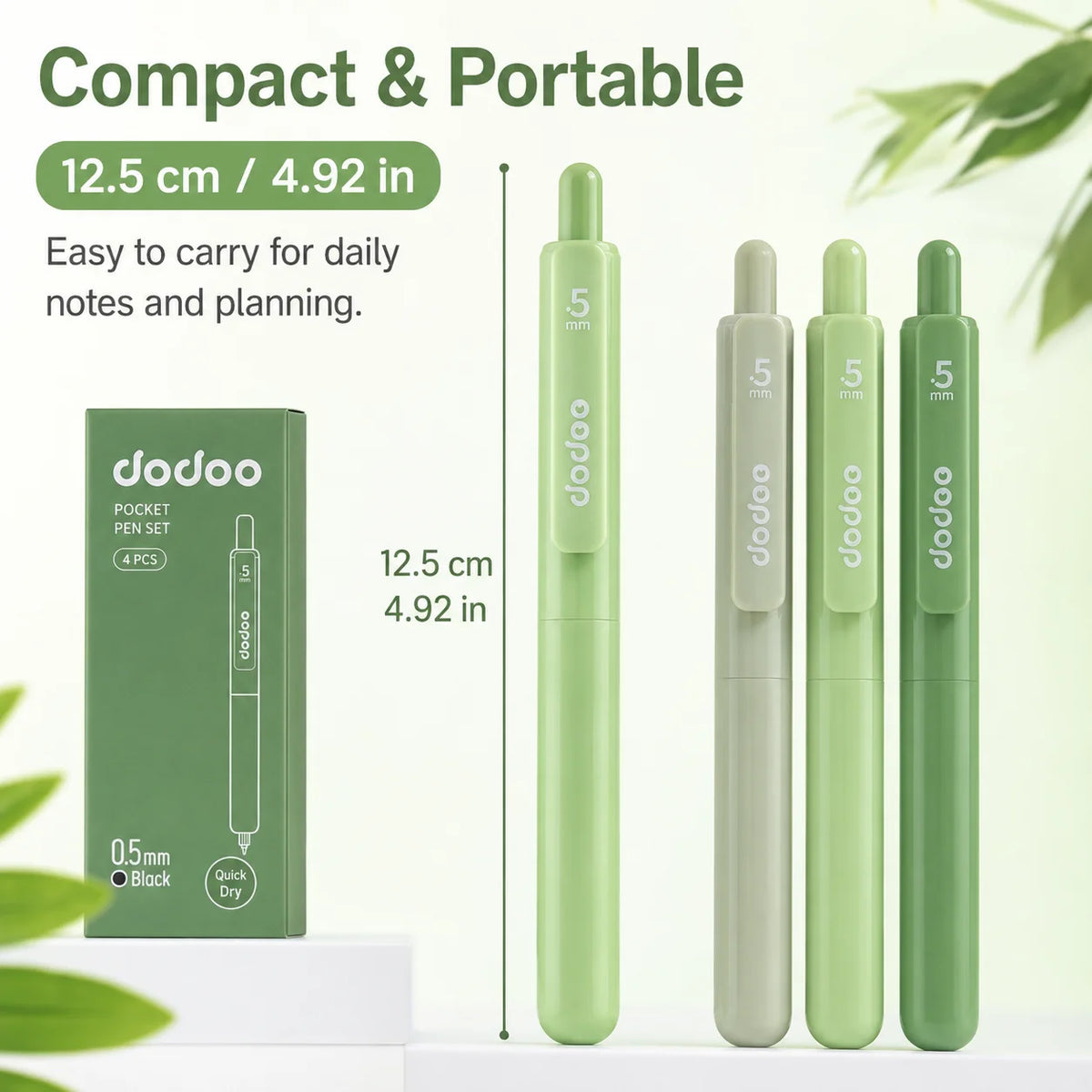 Matcha Green Mini Pocket Gel Pens 0.5mm Fine Point – Set of 4 Gel Pen Set Richie's