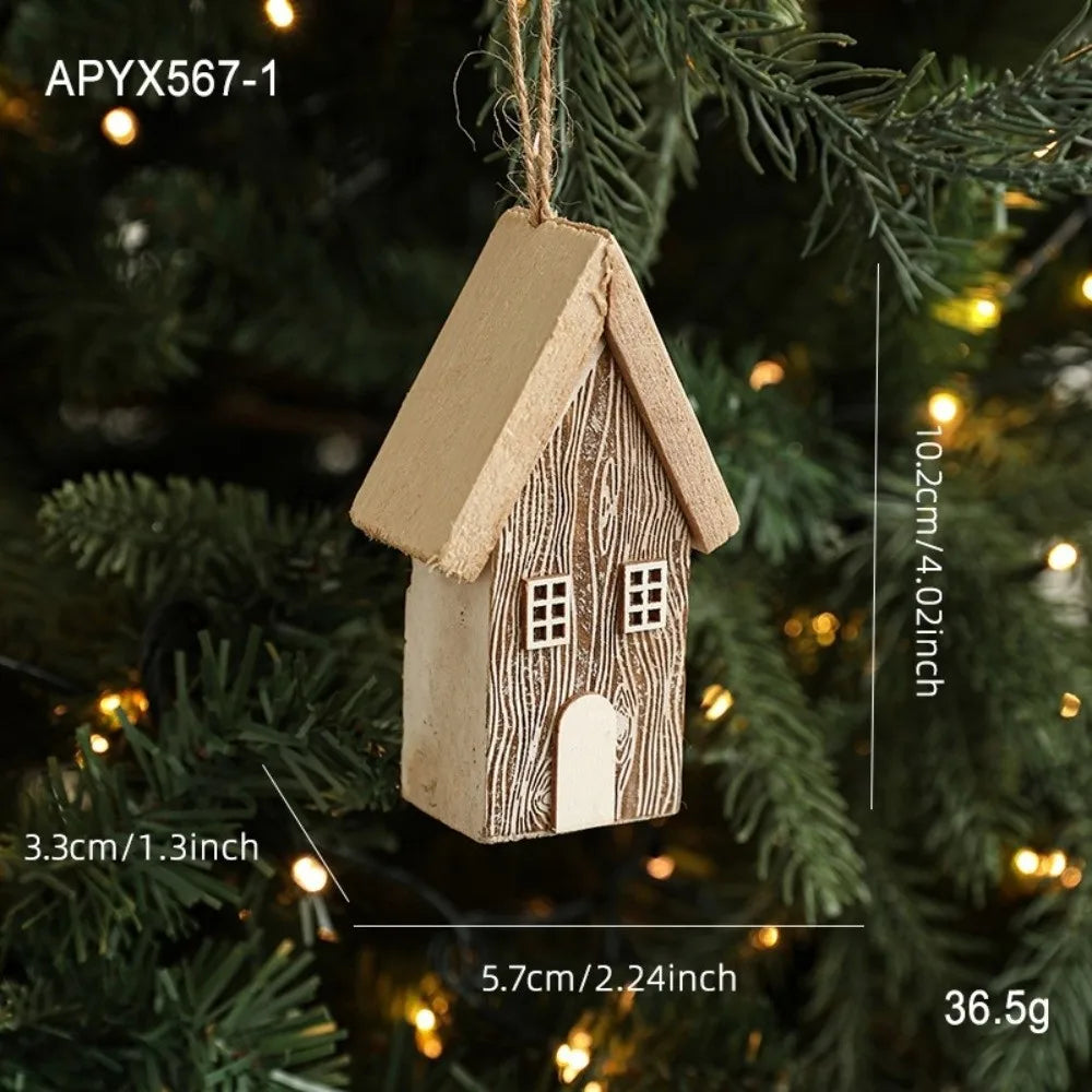 Wooden Christmas House Ornament – DIY Log Village Pendant Christmas Ornament Richie's