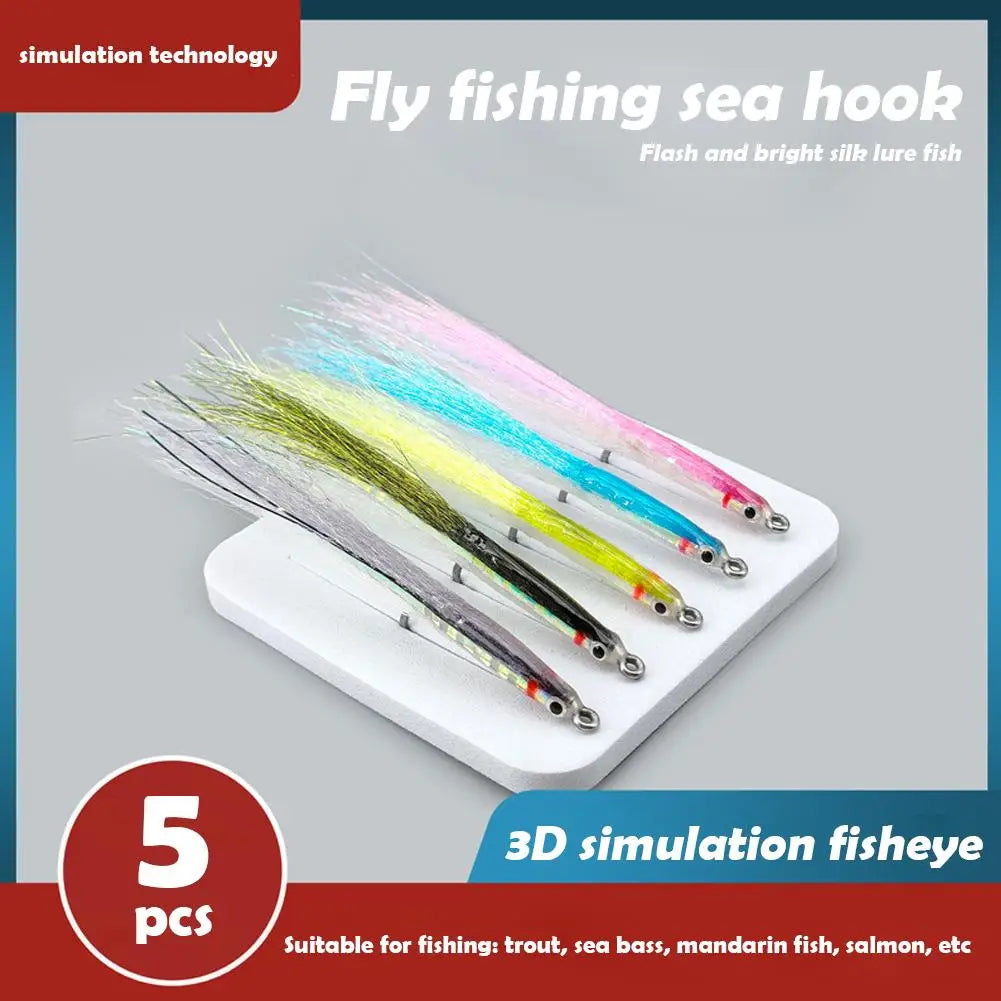 5pcs Surf Candy Sand Eel Fly Lures – Saltwater Fishing Set Fly Fishing Lures Richie's