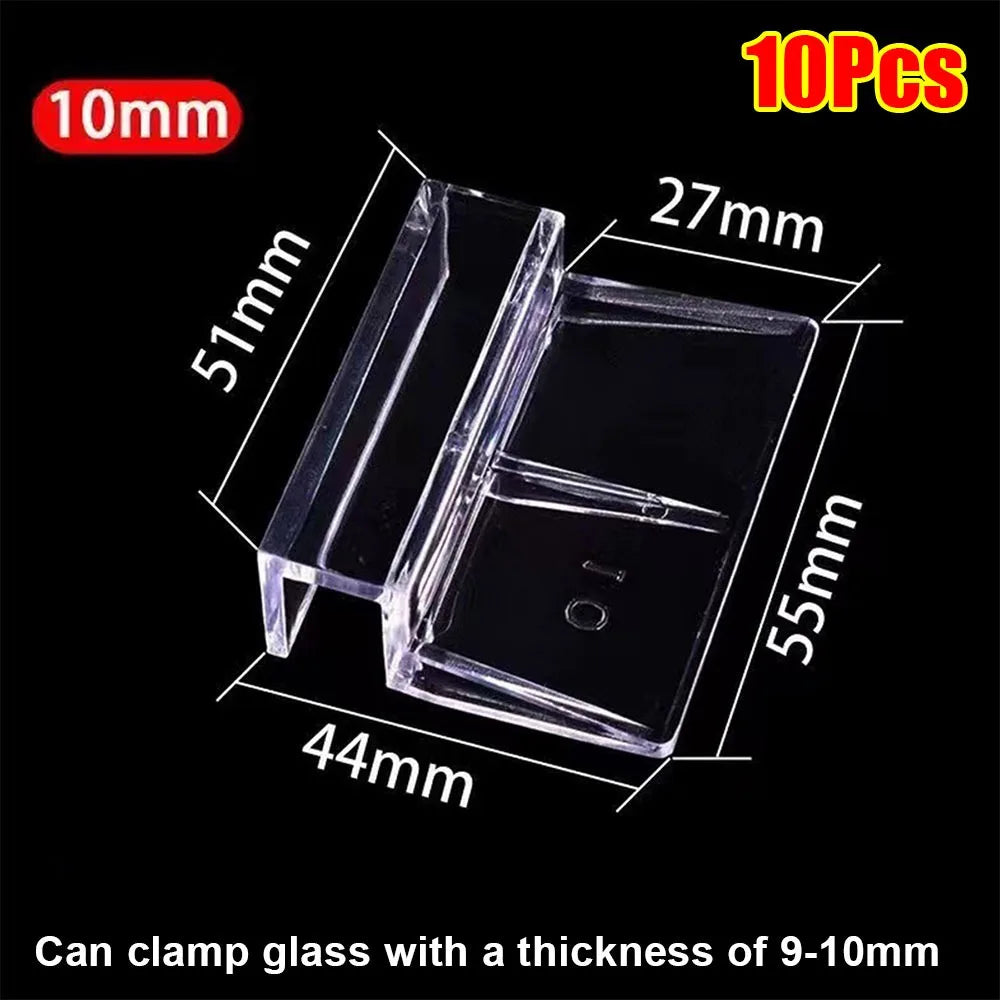 10Pcs Aquarium Glass Lid Clip Brackets 5–12mm Transparent Aquarium Lid Clips Richie's 10Pcs 10mm