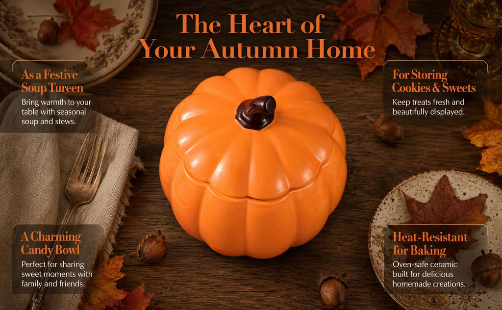 Pumpkin Ceramic Soup Bowl with Lid | Microwave & Oven Safe Ceramic Soup Bowl Richie's
