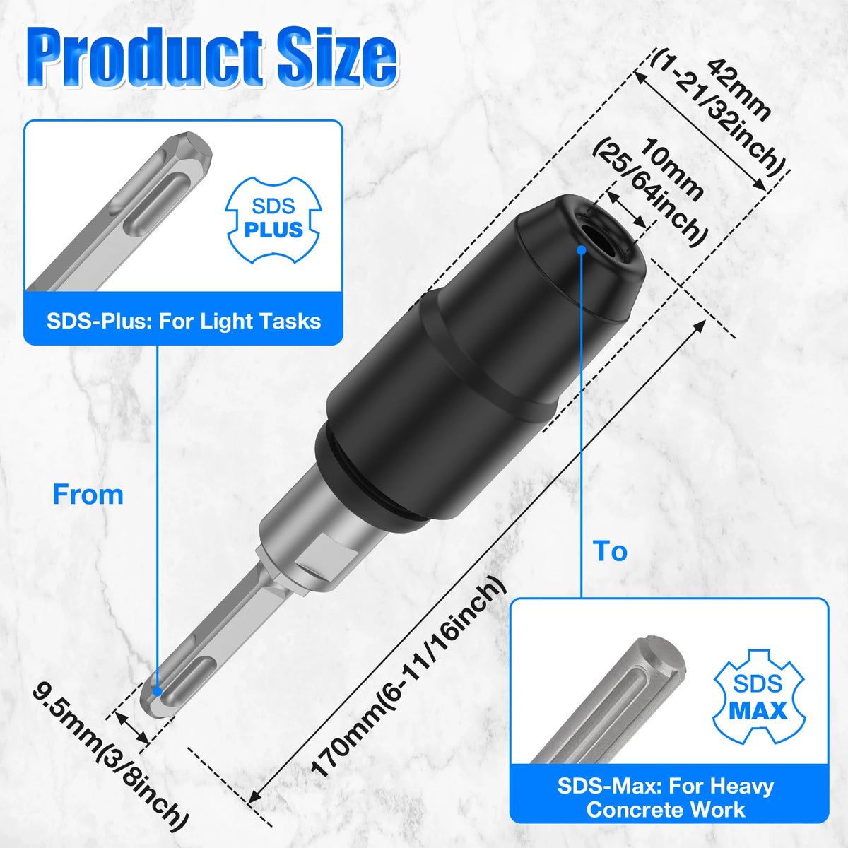 Carbon Steel Drill Bit Adapter for Rotary Hammer Drills Drill Bit Adapter Richie's black