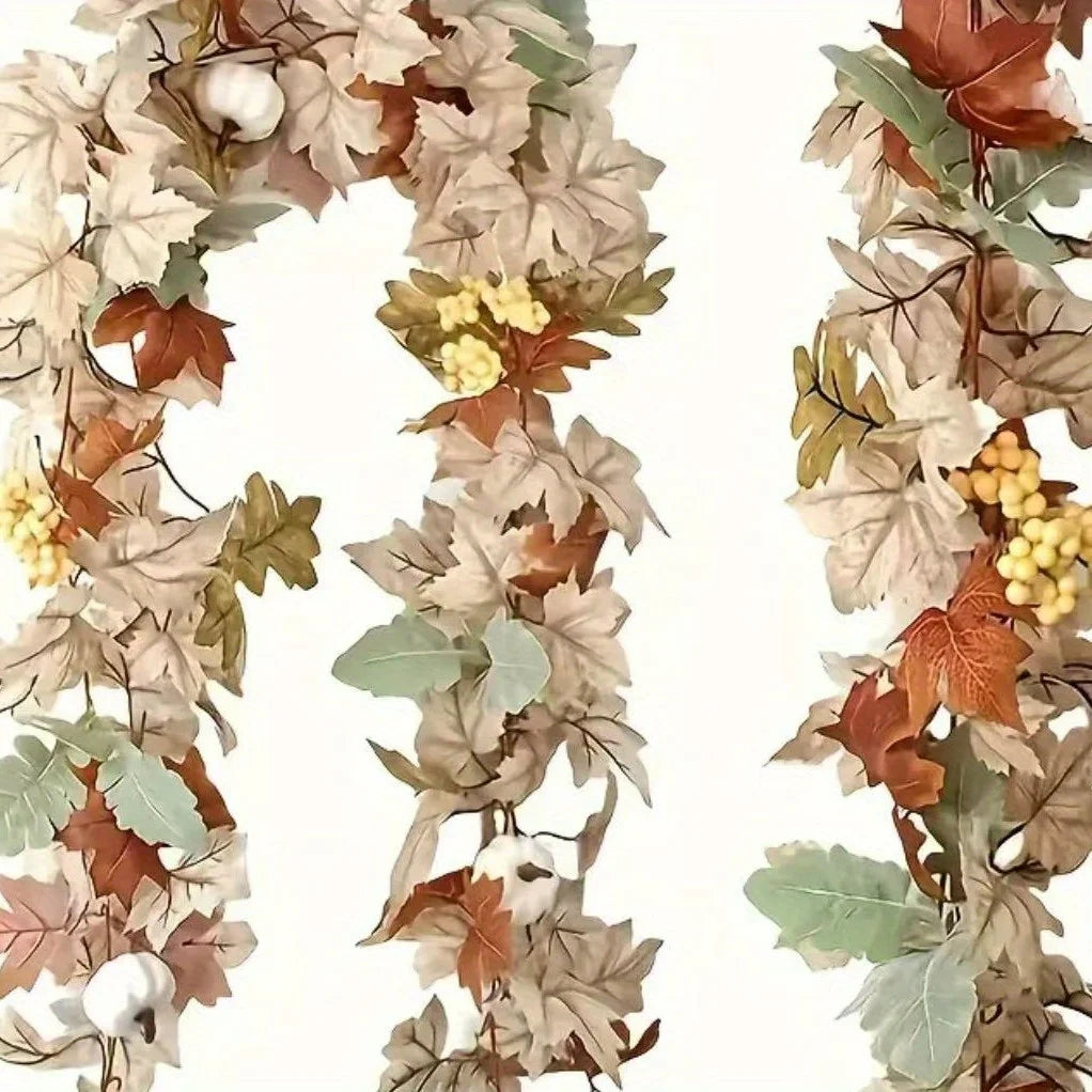 Autumn Maple Leaf & Pumpkin Wreath – Fall Holiday Wall Decor Seasonal Decorative Wreath Richie's