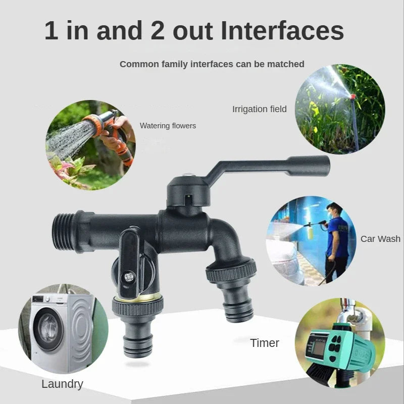 Black Brass Anti-Freeze Outdoor Faucet Dual Outlet 3/4 Inch Outdoor Garden Faucet Richie's