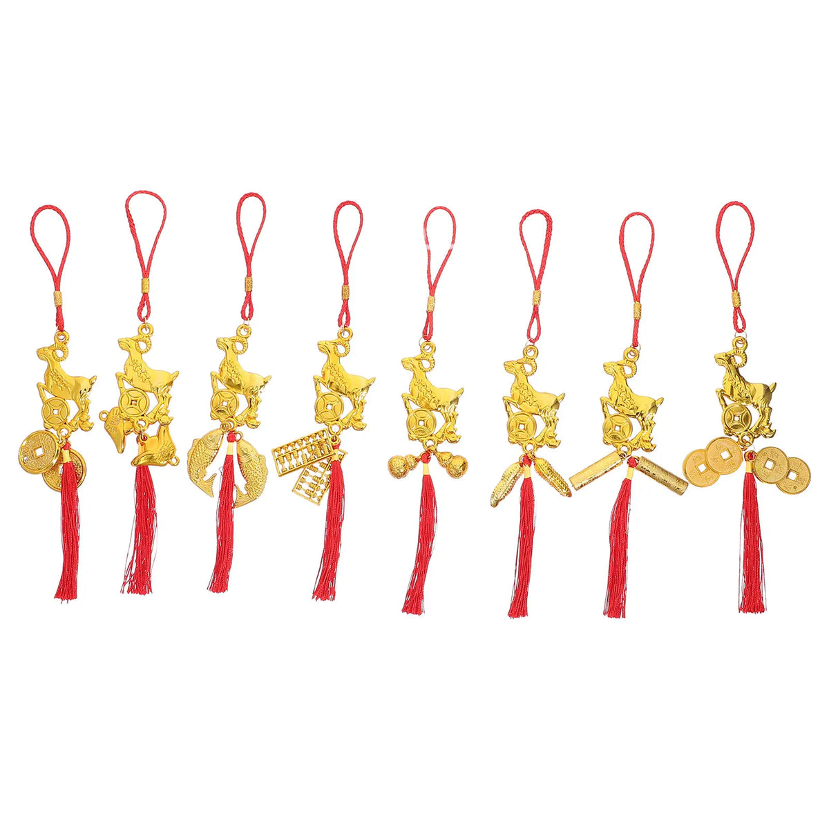 8Pcs Chinese Zodiac Goat Tassel Pendants Feng Shui Charms 2027 Feng Shui Hanging Charm Richie's