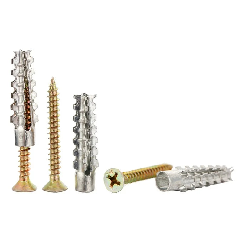 50/100PCS Metal Wall Anchors & Self-Tapping Expansion Screw Kit Wall Anchor Screw Kit Richie's