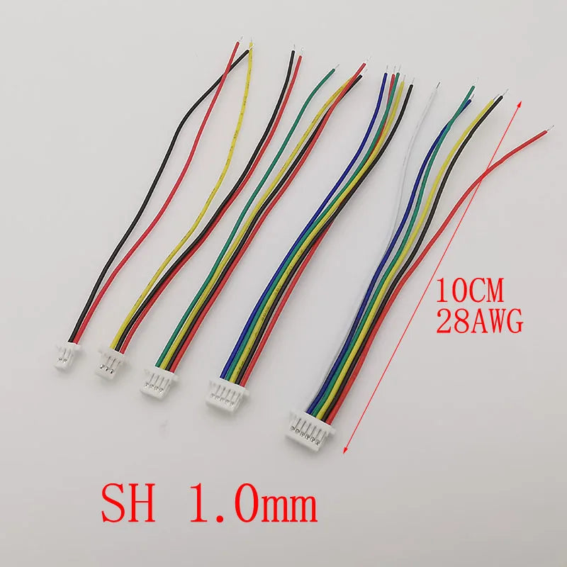 10Pcs JST Female Connectors SH GH PH XH 2–6 Pin Wire Cables Wire Cable Connector Richie's SH 1.0mm 6Pin